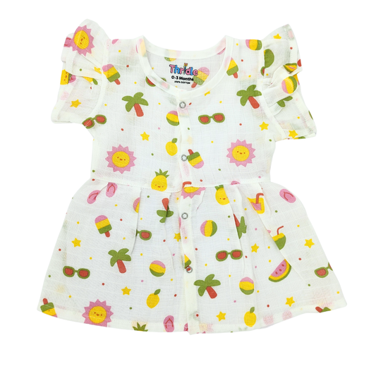 Frill Frock - Premium Muslin Cotton