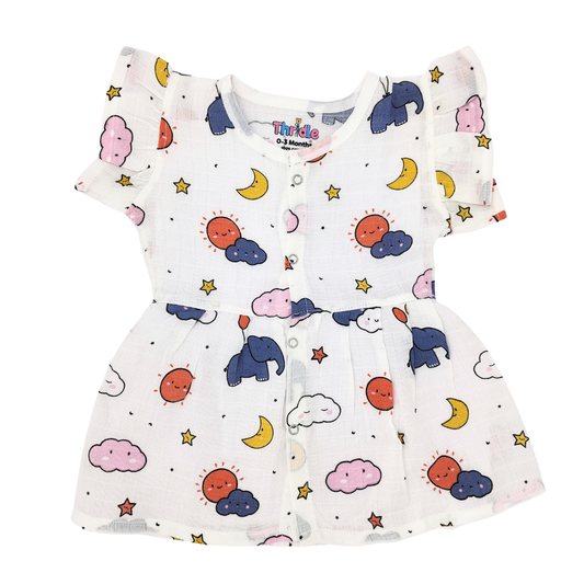 Frill Frock - Premium Muslin Cotton