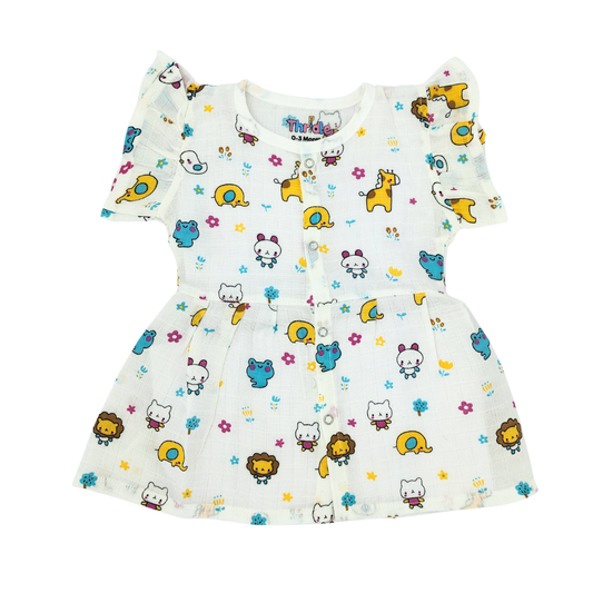 Frill Frock - Premium Muslin Cotton