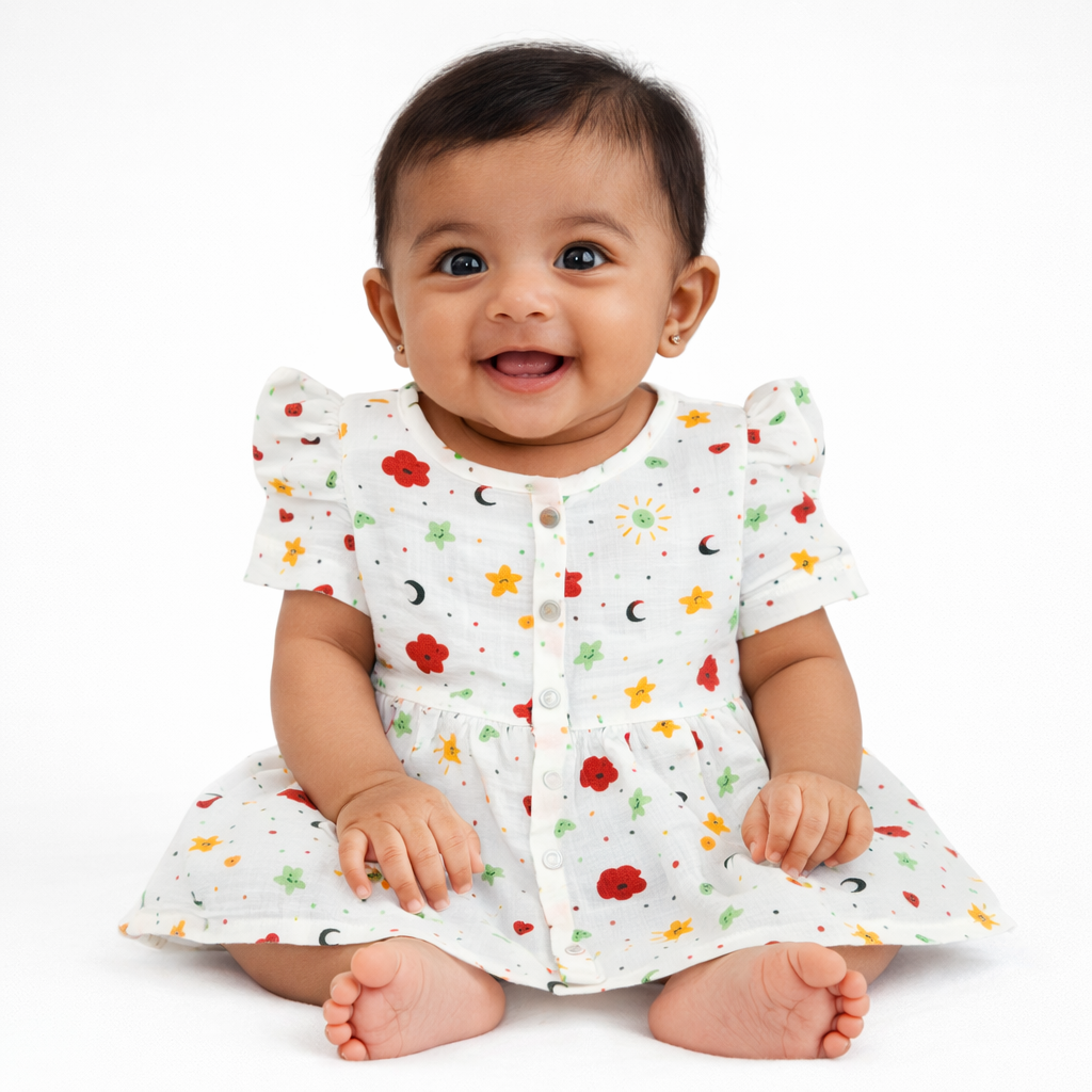 Frill Frock - Premium Muslin Cotton