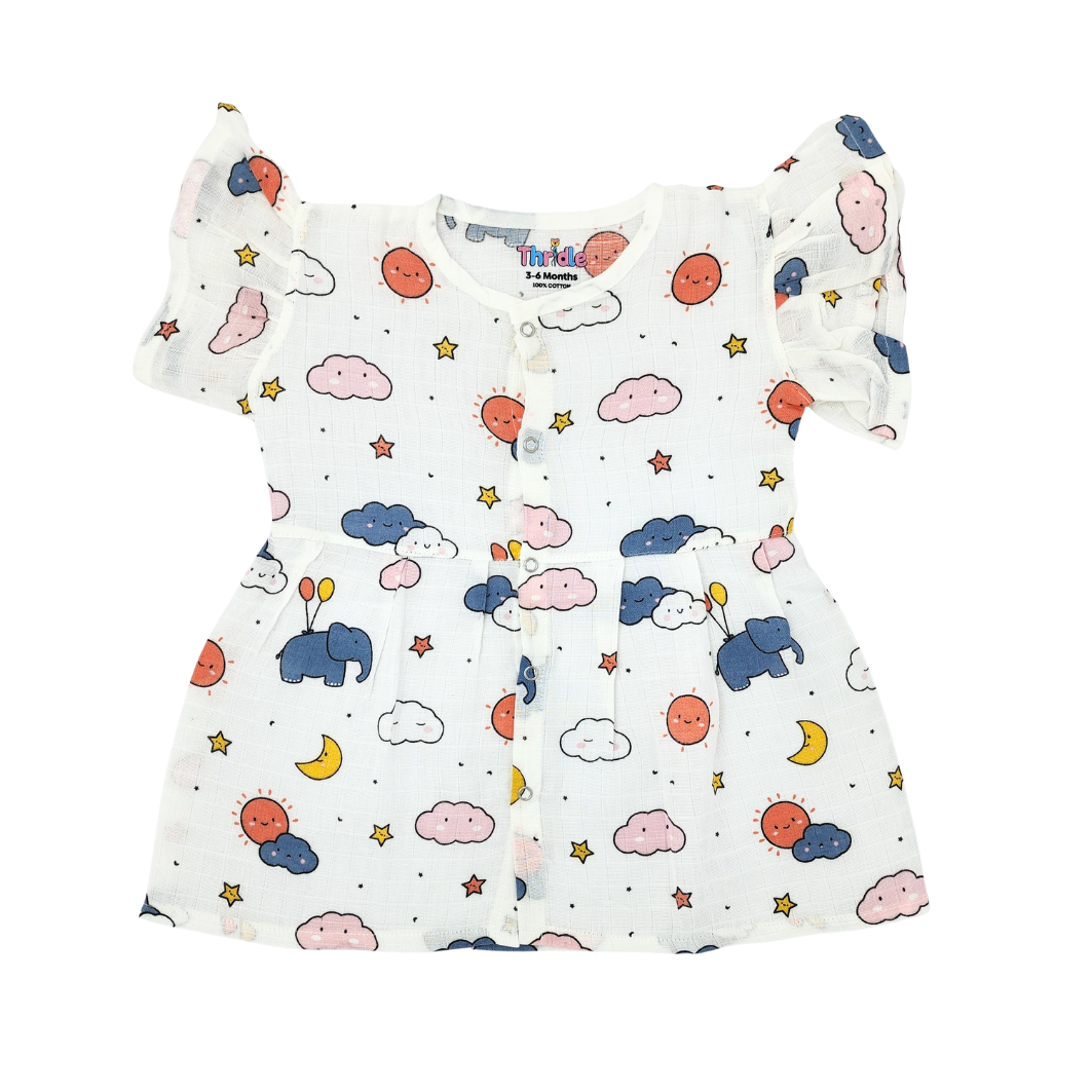 Frill Frock - Premium Muslin Cotton