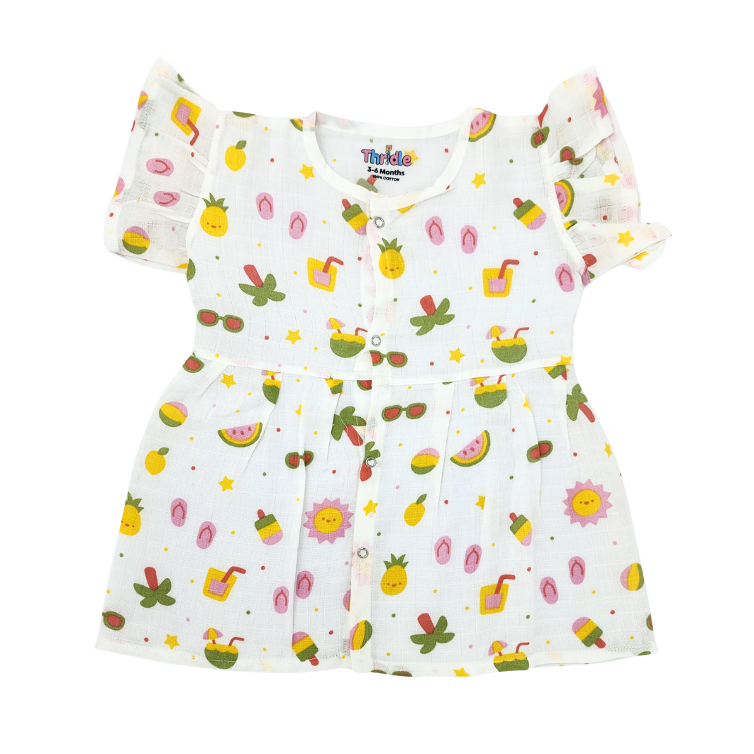Frill Frock - Premium Muslin Cotton