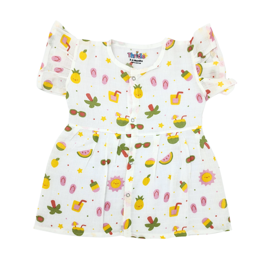 Frill Frock - Premium Muslin Cotton