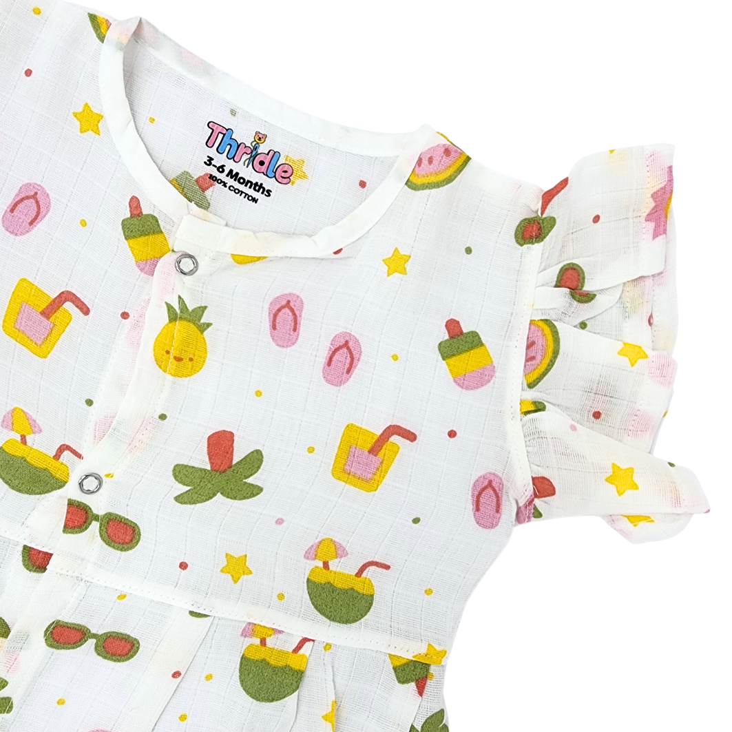 Frill Frock - Premium Muslin Cotton