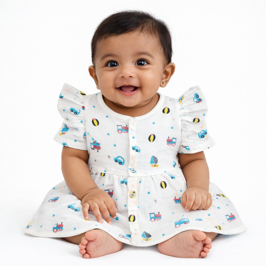 Frill Frock - Premium Muslin Cotton