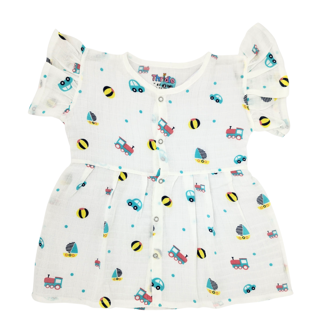 Frill Frock - Premium Muslin Cotton