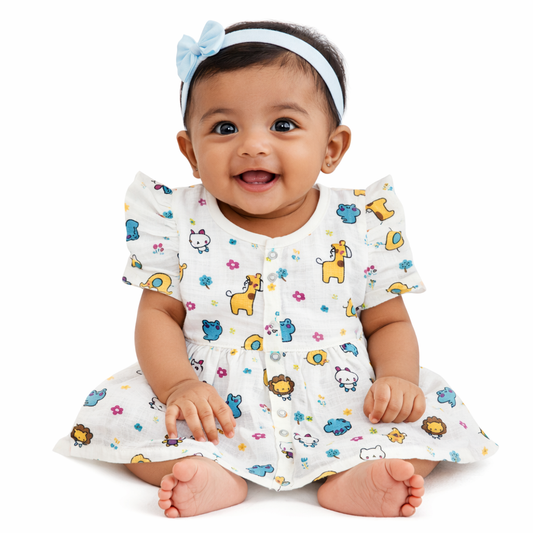 Frill Frock - Premium Muslin Cotton