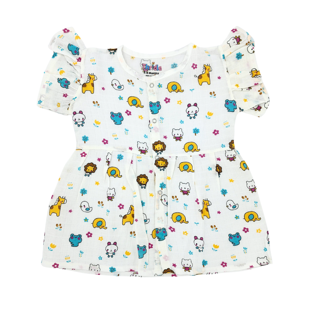 Frill Frock - Premium Muslin Cotton