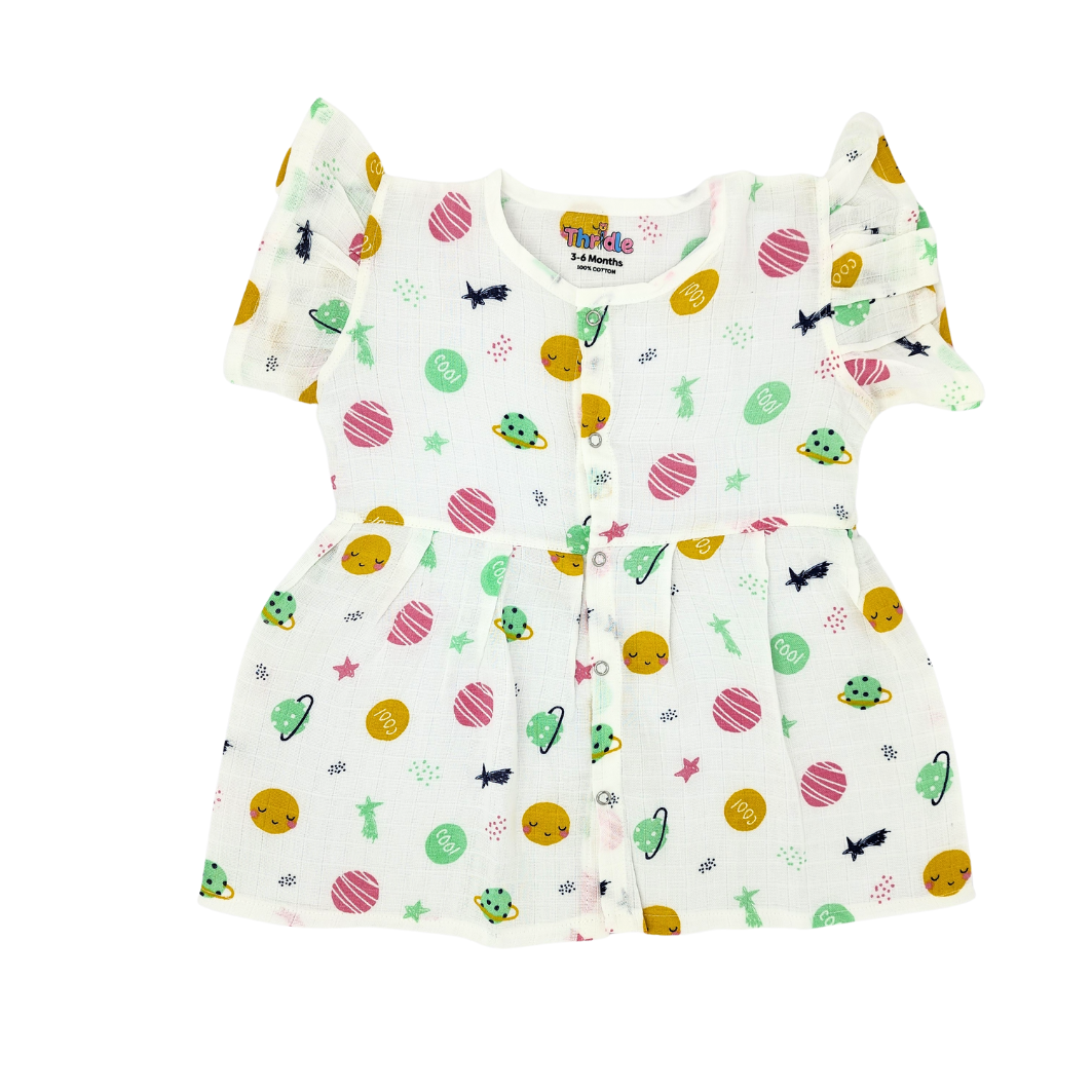 Frill Frock - Premium Muslin Cotton